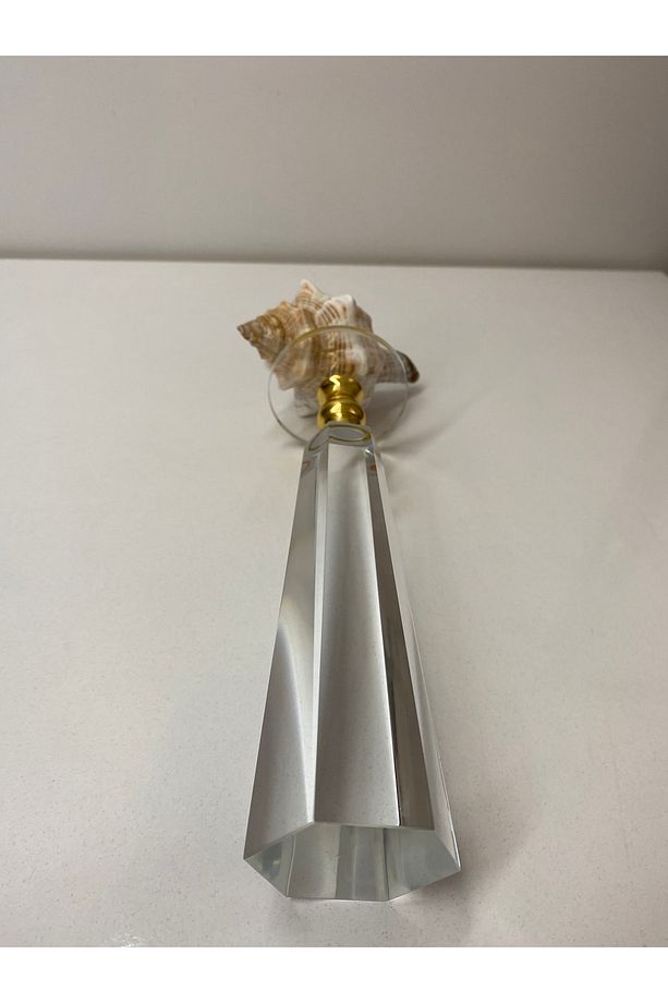 Trapezium Deniz Kabuğu Biblo Kristal Cam Kaide Gold Detay Ev Dekorasyon Objesi - 6