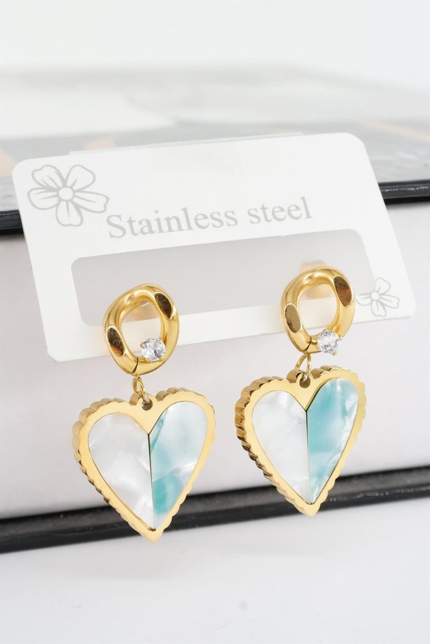 Women's 316l Steel Tarnish-Free Zircon Stone Pearl Heart Figure Earring Set