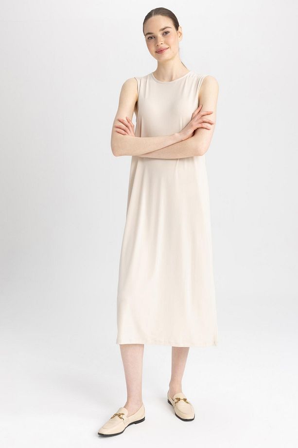 Regular Fit Kolsuz Midi Elbise - 4