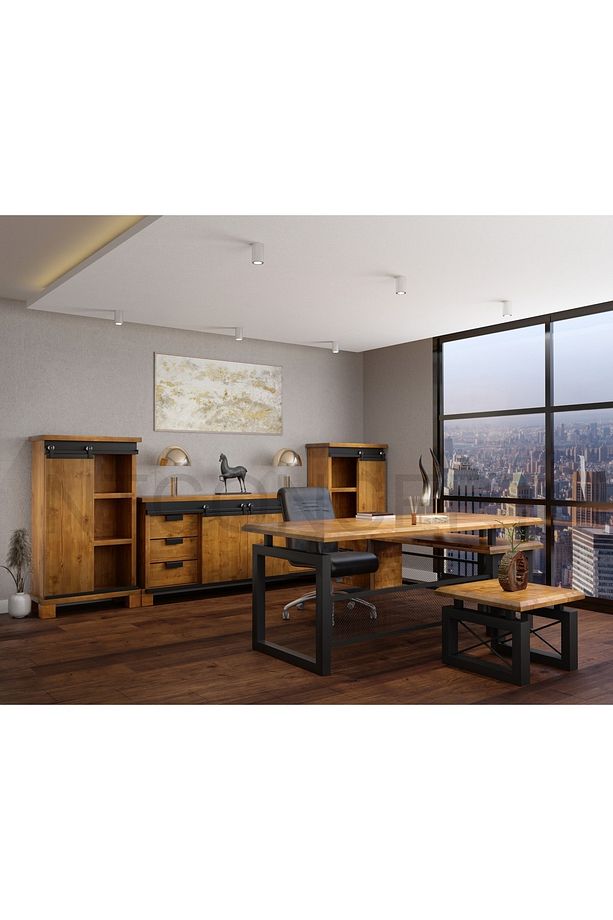 Ntconcept Liva Masif Ahşap Ofis Takımı(140cm'lik Takım) - 1