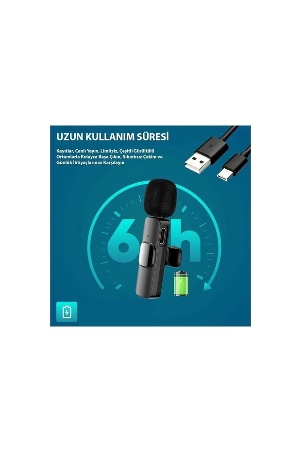 K9/t2 Type-c Wireless (kablosuz Mikrofon) Tak Çalıştır Android Telefon Çiftli Yaka Mikrofonu - 2