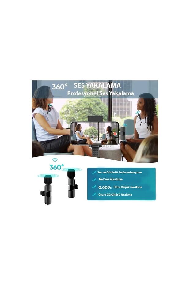 K9/t2 Type-c Wireless (kablosuz Mikrofon) Tak Çalıştır Android Telefon Çiftli Yaka Mikrofonu - 4