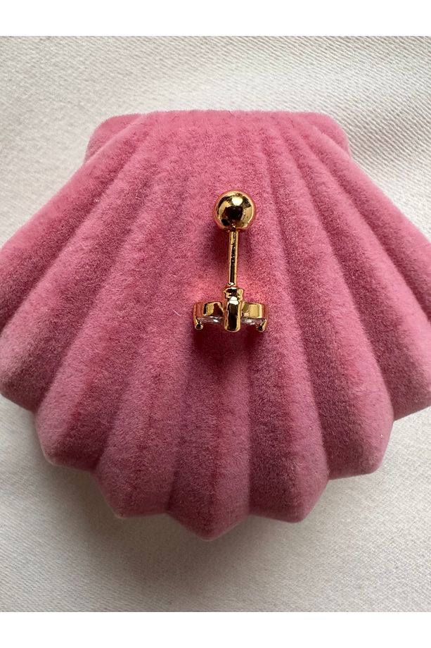 Yaprak Model Gold Iki Taşlı Tragus - Kıkırdak - Piercing - 4
