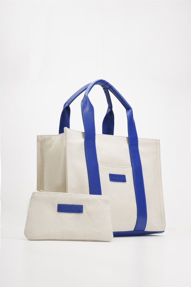 Women's Leather Handle Canvas Tote Bag