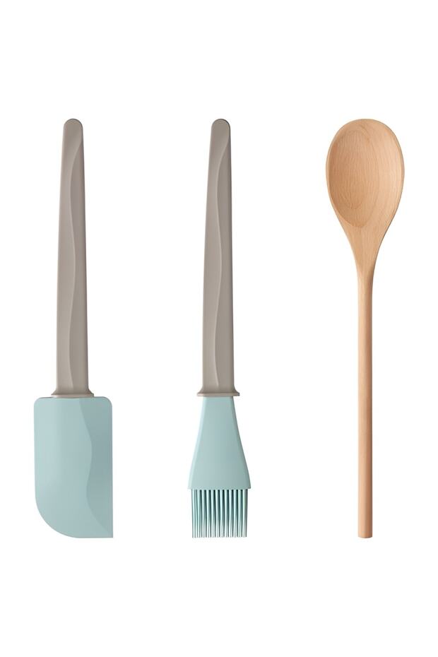 Bakglad Spatula + Yumurta Fırçası + Tahta Kaşık 3 Lü Set - 1