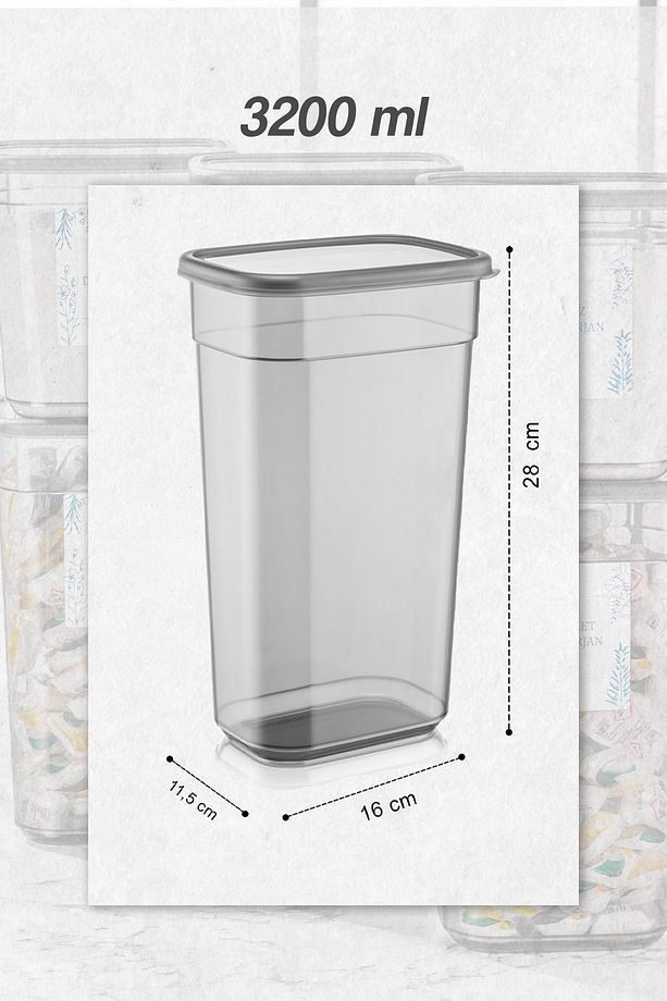 4 Adet Elina Jumbo Etiketli Dikdörtgen Saklama Kabı - Tablet Deterjan Saklama Kutusu seti 3200 ml - 3