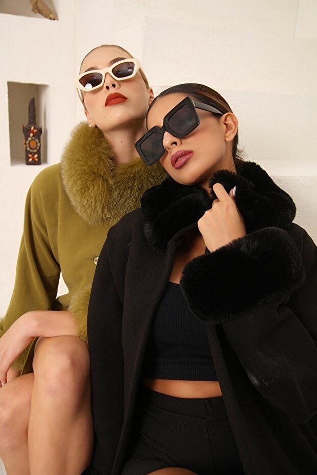 Siyah Kürklü Kaşe Kaban - 1