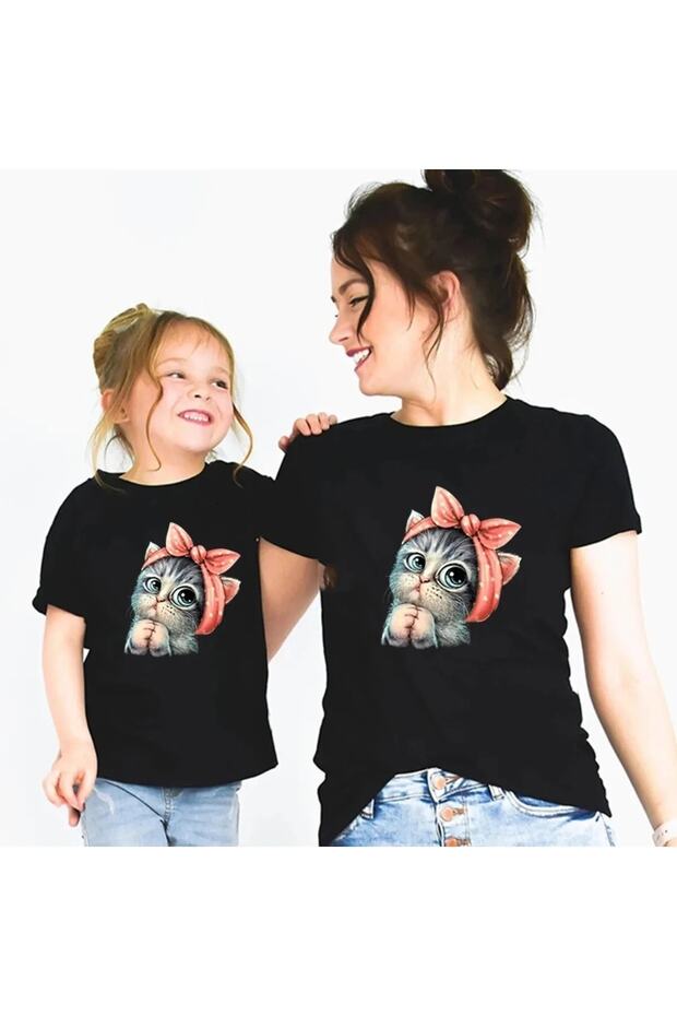 Cute Kitten T-shirt with Black Bow