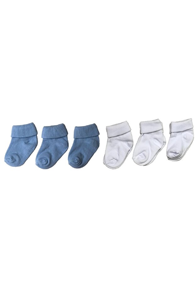 Solid Color Mixed 6-Piece Cotton Long Cuffed Flexible Baby Socks
