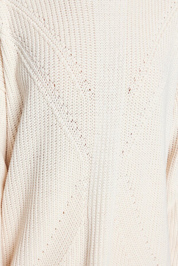 Kamienny sweter z okrągłym dekoltem TCTAW24AK00023 - 6