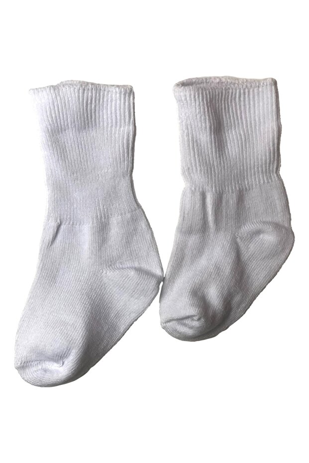 Duz Renk Karma 6'lı Pamuklu Uzun Mansetlı Esnek Bebek Corabı - 4