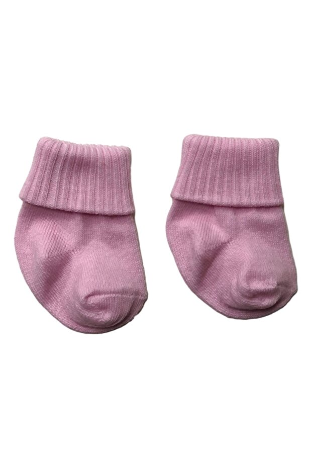 Duz Renk Karma 6'lı Pamuklu Uzun Mansetlı Esnek Bebek Corabı - 5