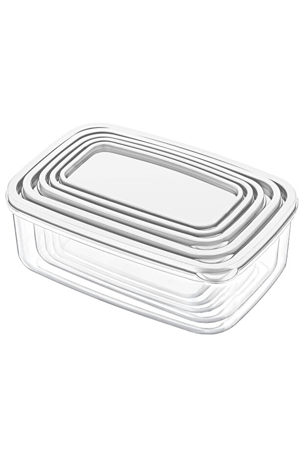 Set of 5 Embox Rectangular Food Container, White - 3