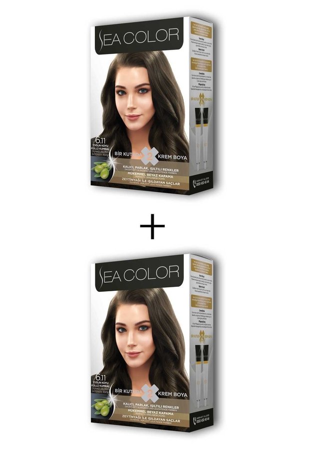 Cream Colored 2X2 Tube Hair Dye Set - Intense Dark Ashy Auburn No:6.11