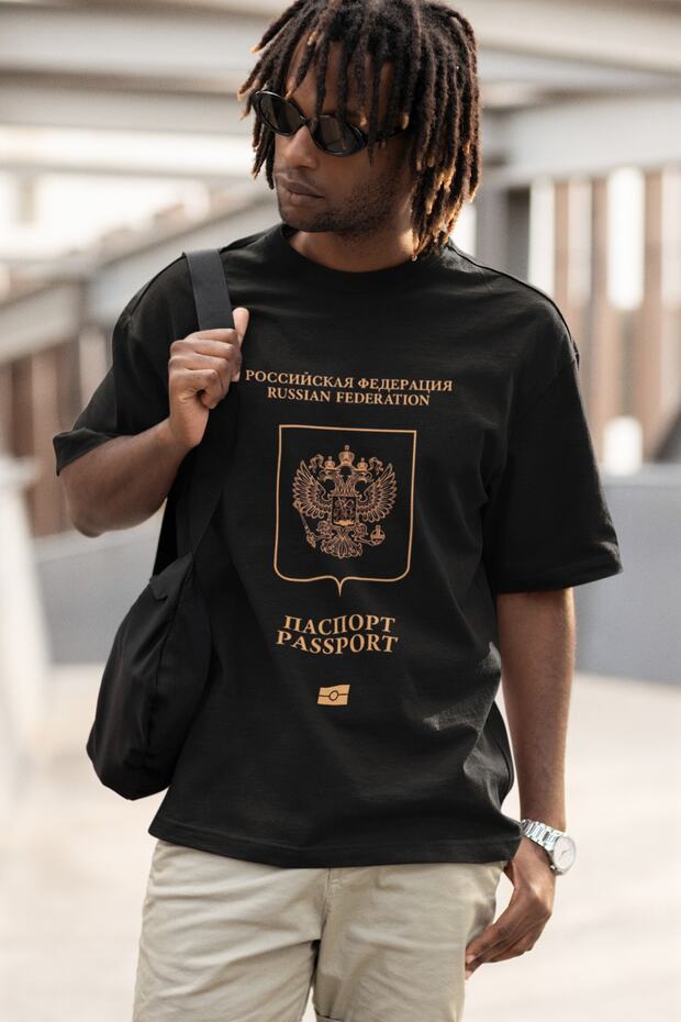 Passport Russia Printed Unisex Oversize Cotton T-shirt T-Shirt