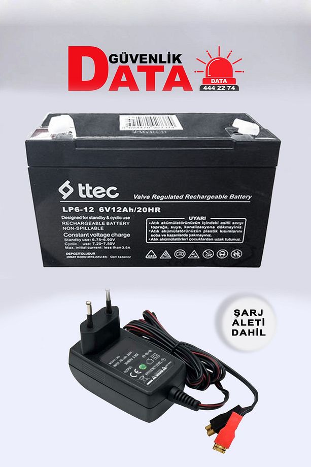 6 Volt 12 Amper Bakımsız Kuru Akü Şarj Aleti 6v 12ah - 1