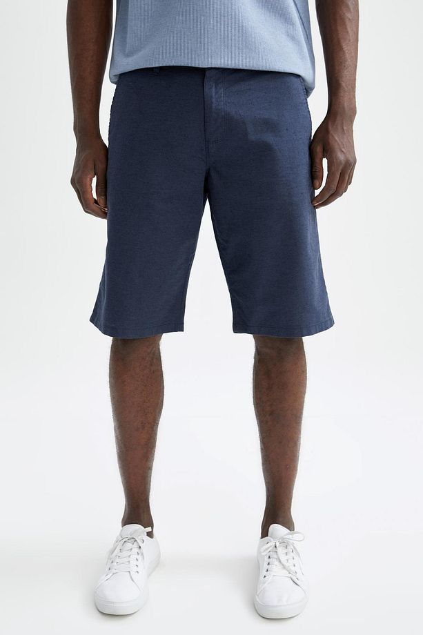 Regular Fit Bermuda Keten Karışımlı Şort - 4