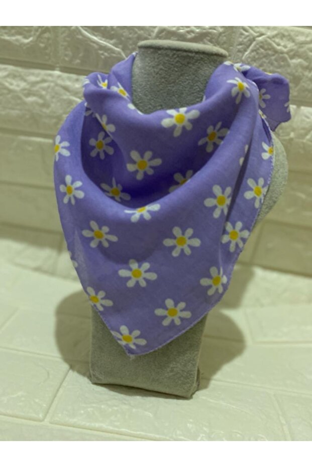 Women's Daisy Flower Patterned Cotton Scarf - Bandana