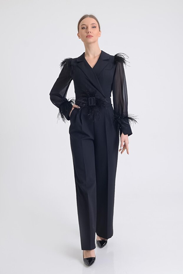 بذلة بياقة سترة سوداء - 1