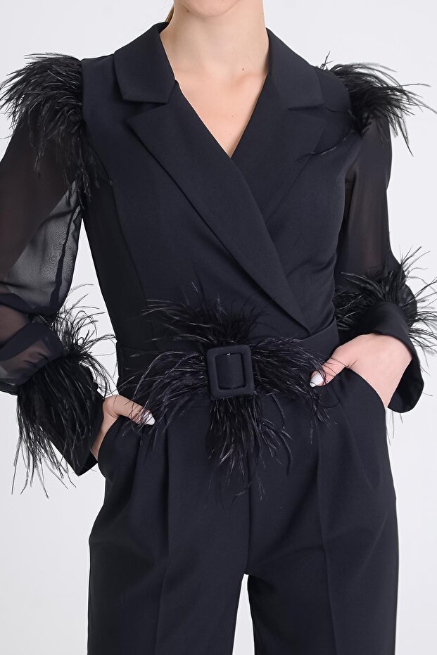 بذلة بياقة سترة سوداء - 5