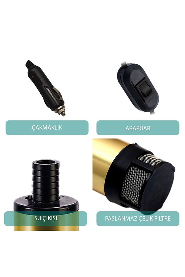 Kızılırmak 12 Volt Alüminyum Dalgıç Tipi Sıvı Aktarma Pompası (filtreli + Arapuarlı + Çakmaklıklı) - 3