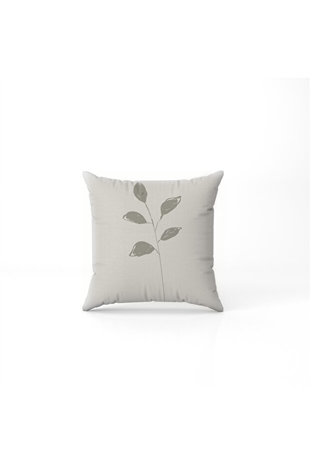 42x42cm Cotton Woven Throw Pillow Pillow Case with Elegant Leaf Pattern Printed on Cream Background - 1