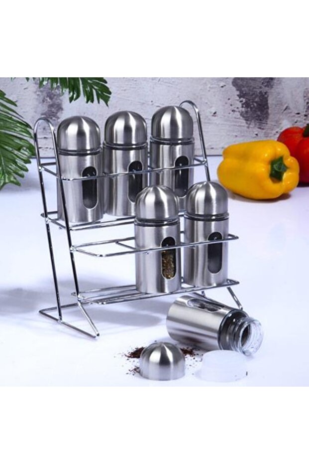 Glass-434 Metal 6-Piece Spice Jar Set Galaxy