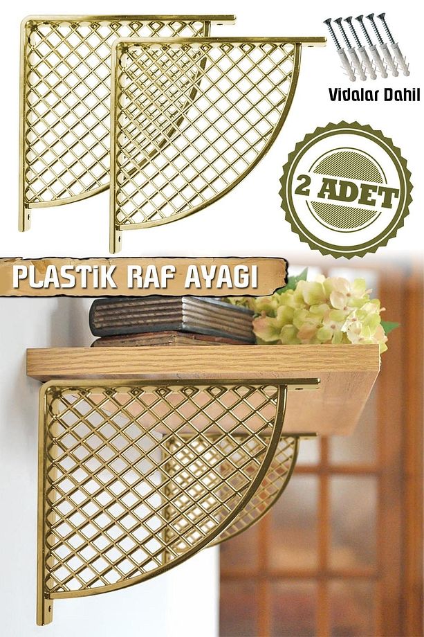 Raf Ayağı Ferforje Hasır Desen Plastik Raf Ayağı Seti 2 Adetli Bd095r - 1