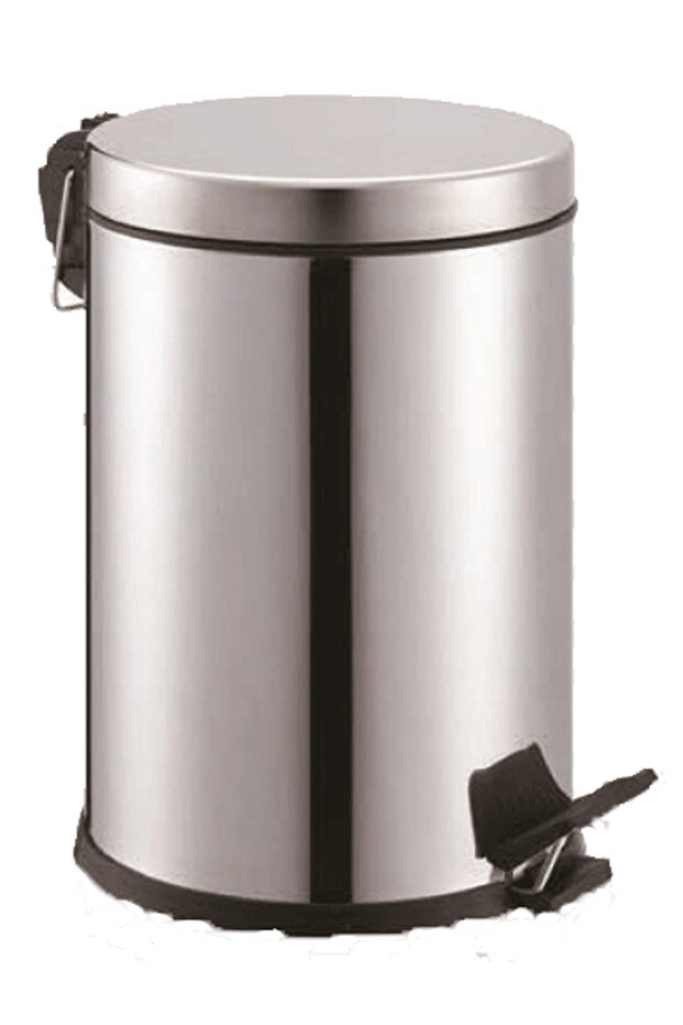 Paslanmaz Krom, 5lt Pedallı Çöp Kovası - 1