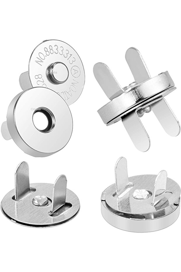 Set of 100 Magnetic Round Bag Snaps Magnetic Snaps on Knitted Bag Silver Color - Very Strong