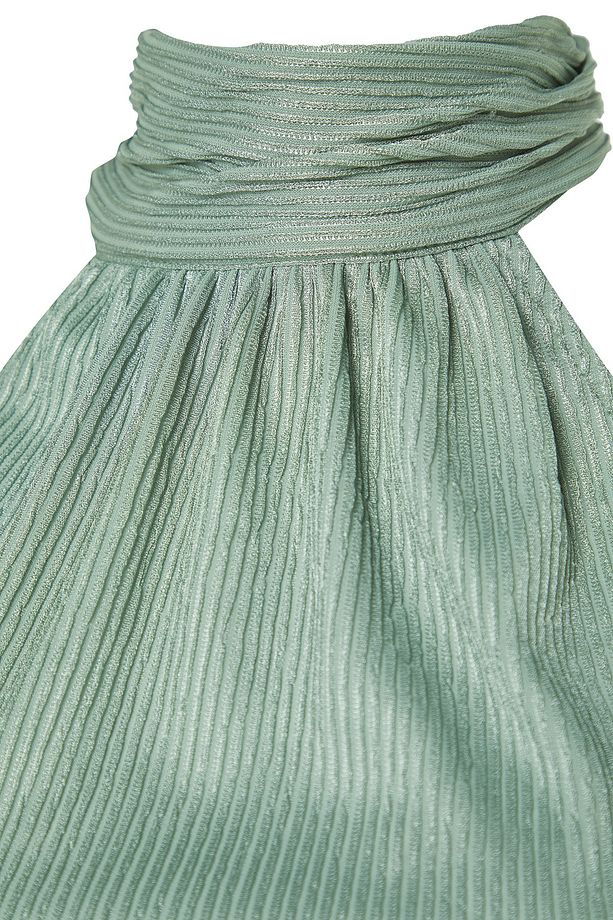 Mint Regular/Normal Kalıp Dik Yaka Fit Pilise Esnek Örme Bluz TWOSS23BZ00952 - 7