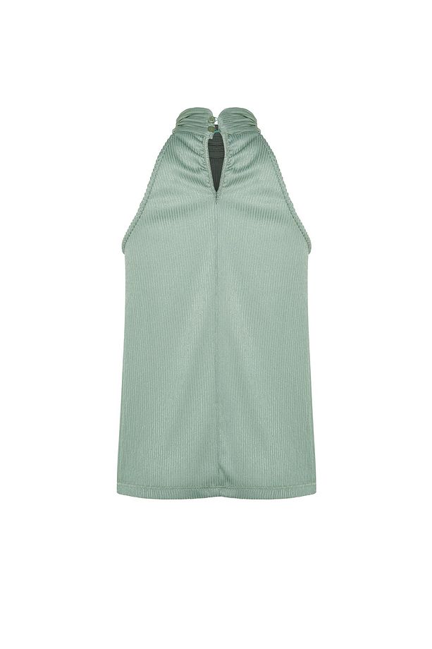 Mint Regular/Normal Kalıp Dik Yaka Fit Pilise Esnek Örme Bluz TWOSS23BZ00952 - 8