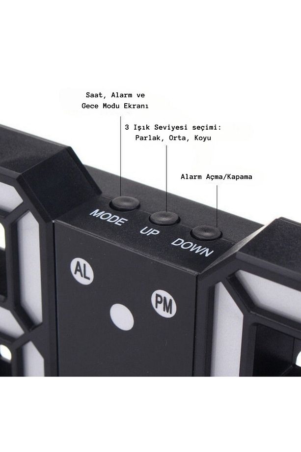 Yeni Nesil Dekoratif Dijital 3d Led Masa Duvar Çalar Saati Takvim Termometre - 3