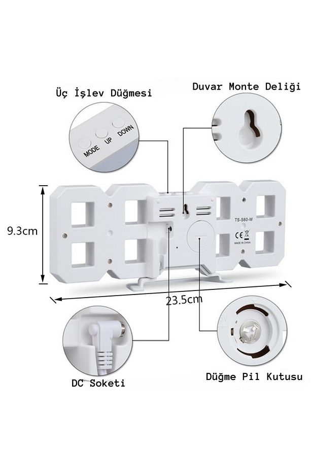 Yeni Nesil Dekoratif Dijital 3d Led Masa Duvar Çalar Saati Takvim Termometre - 5