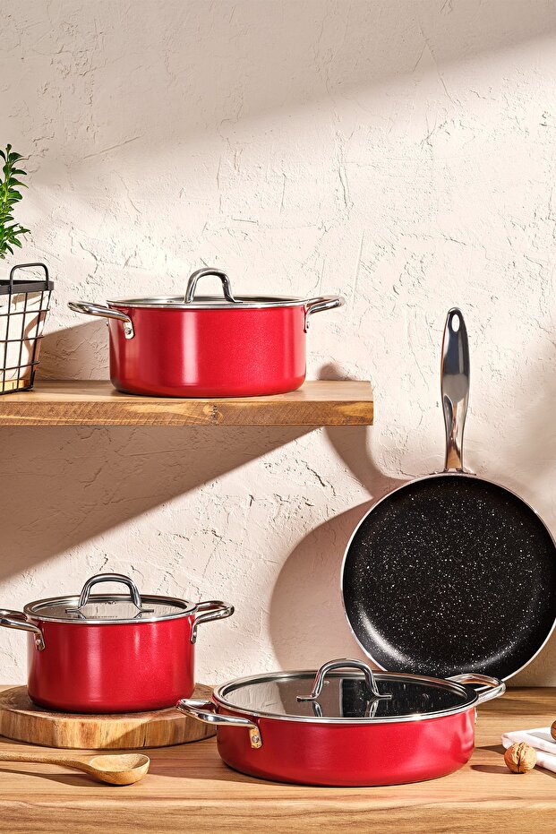 Master Class 7 Parça Tencere Seti Kırmızı - 1