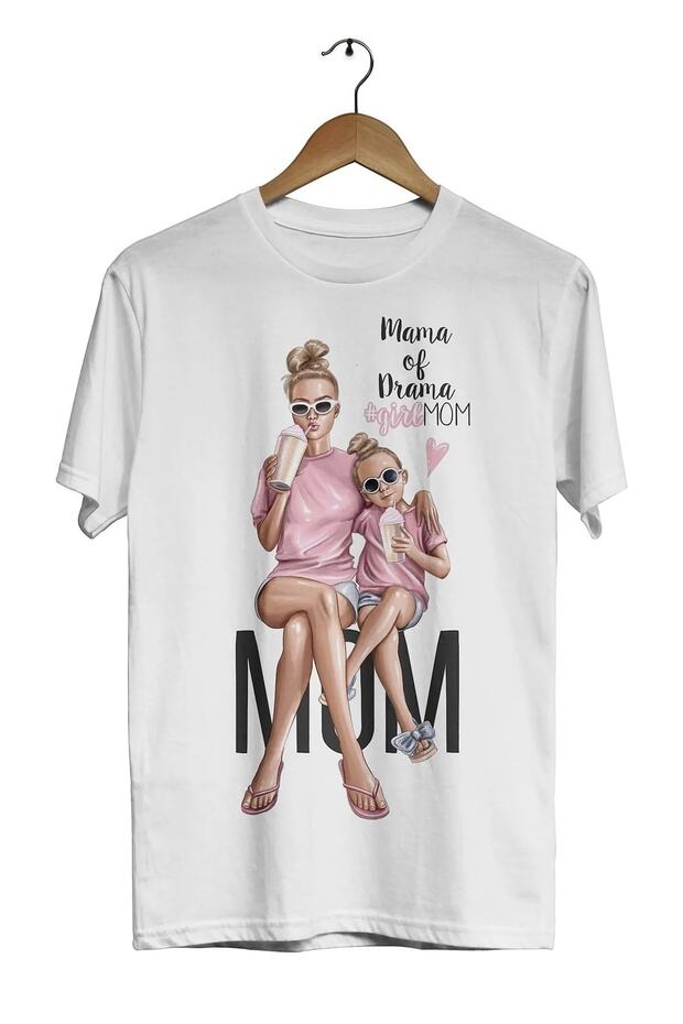 Mama Of Drama Printed Comfortable Cut Oversize Mother Daughter T-shirt