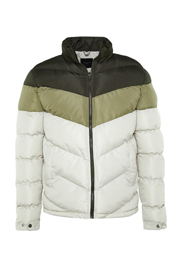 Kurtka puchowa w kolorze khaki odporna na wiatr i wodę – regularny krój Tmnaw22Mo0166 - 8