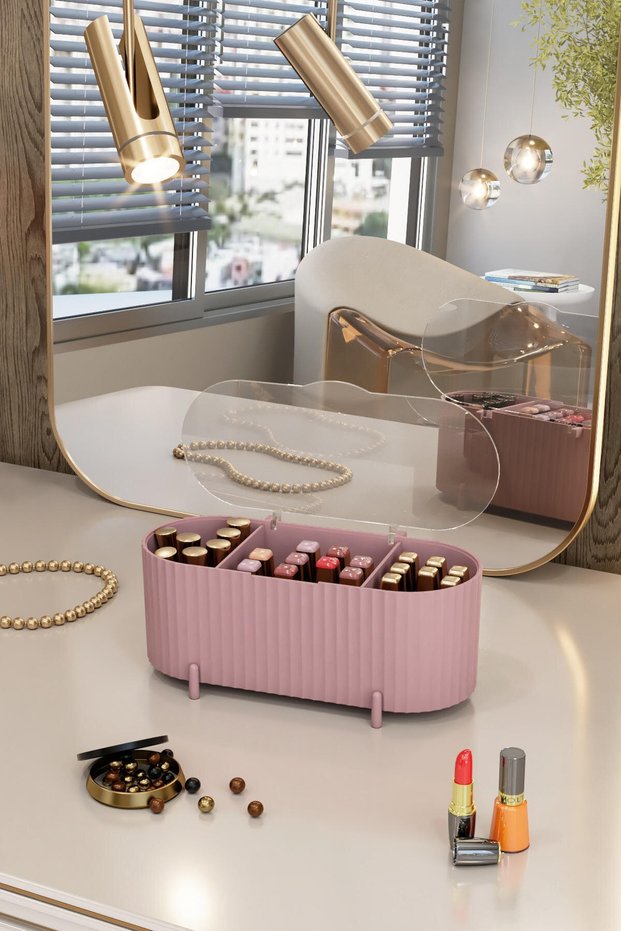 Aqua Makeup Cosmetics Lipstick And Cotton Organizer Dried Rose