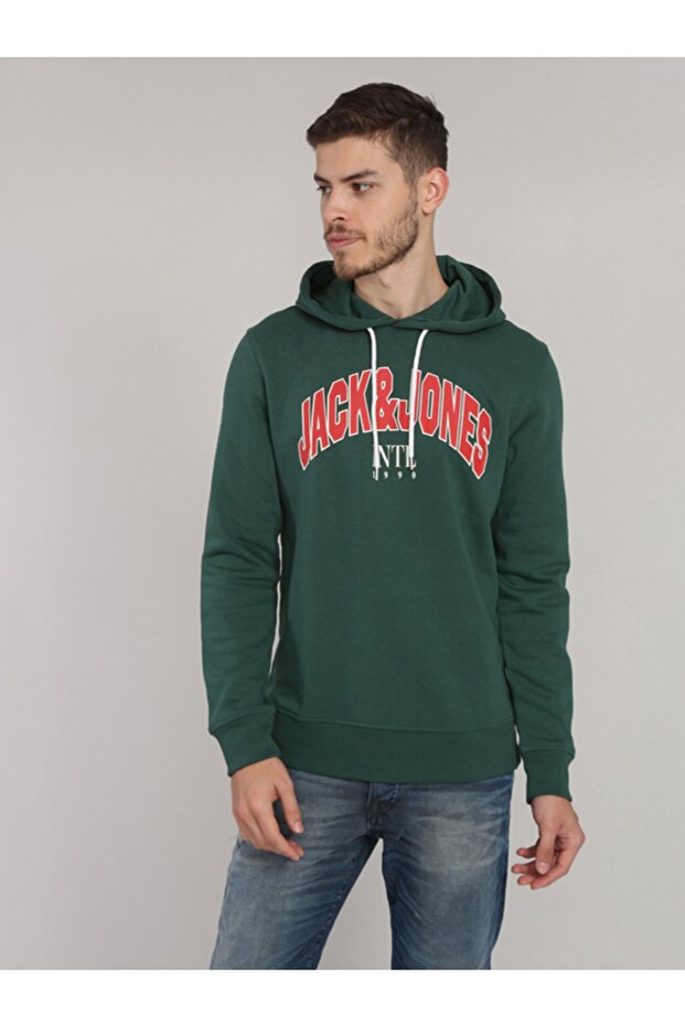 Kapüsonlu Logo Baskili Sweatshirt - 1