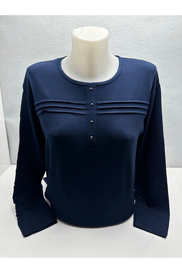 Self Patterned Stoned Lycra Summer Mother's Day Women's Mother's Combed Cotton Blouse