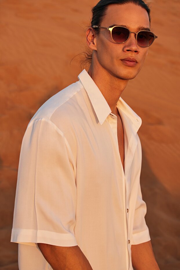 Beyaz Oversize Gömlek - 4