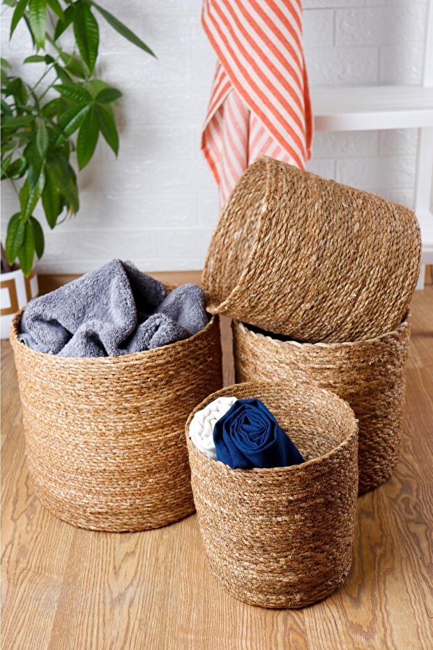 Set of 4 Handmade Wicker Flower Pot Basket Organizer