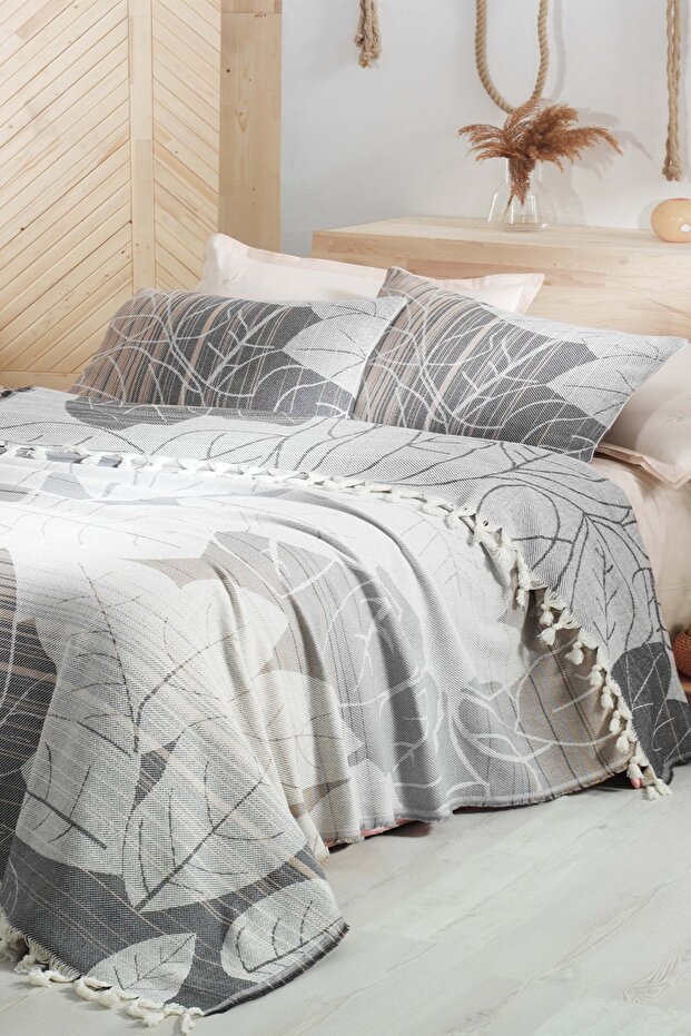 طقم مفرش سرير قطن مزدوج من مايلي بيج - 1