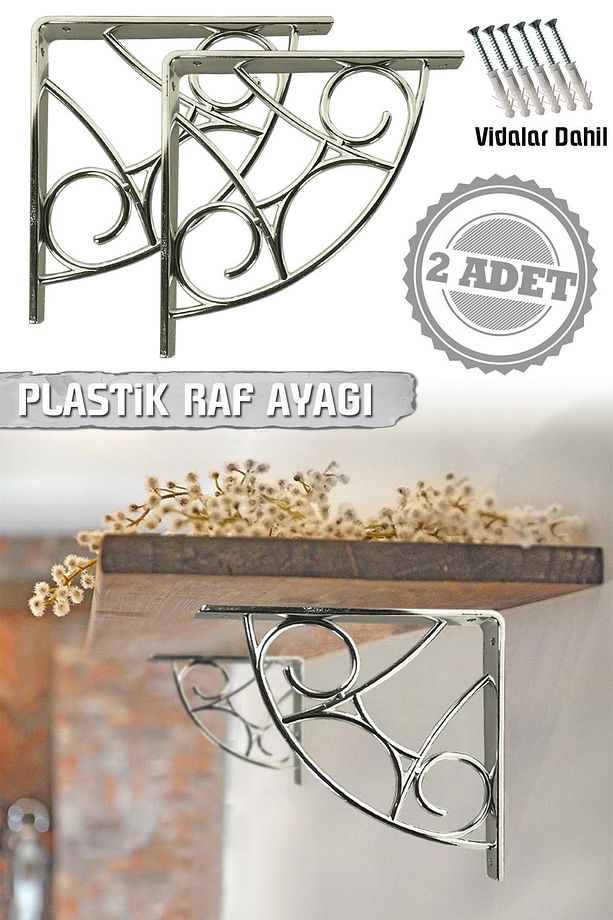 Raf Ayağı Ferforje Koç Desen Plastik Raf Ayağı Seti 2 Adetli Bd096-3 - 1