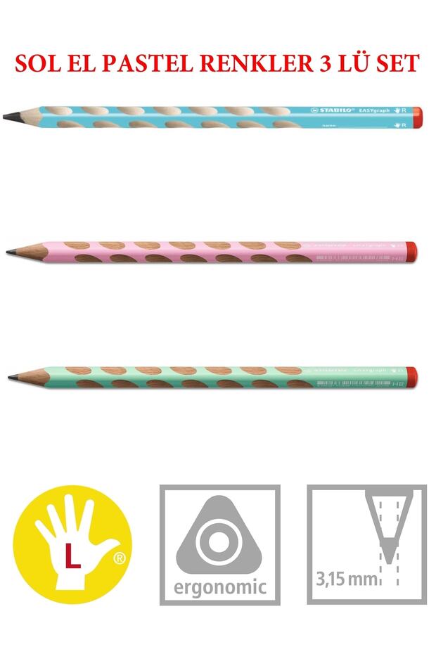 Easyergo Sol El Kalem Kurşun Kalem Pastel Renkler - 1