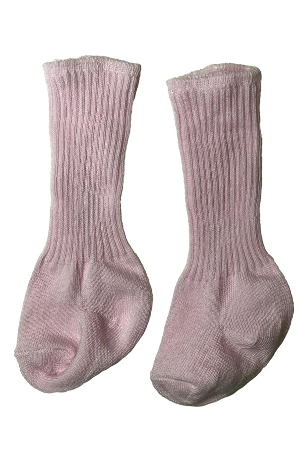 Duz Renk Karma 6'lı Pamuklu Uzun Mansetlı Esnek Bebek Corabı - 3