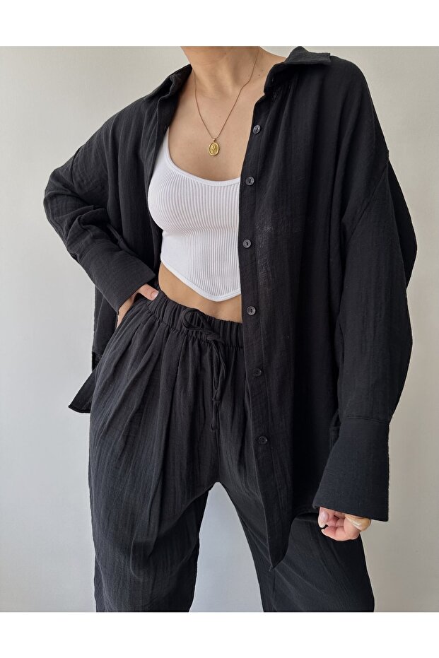 Ramila Black Muslin Set