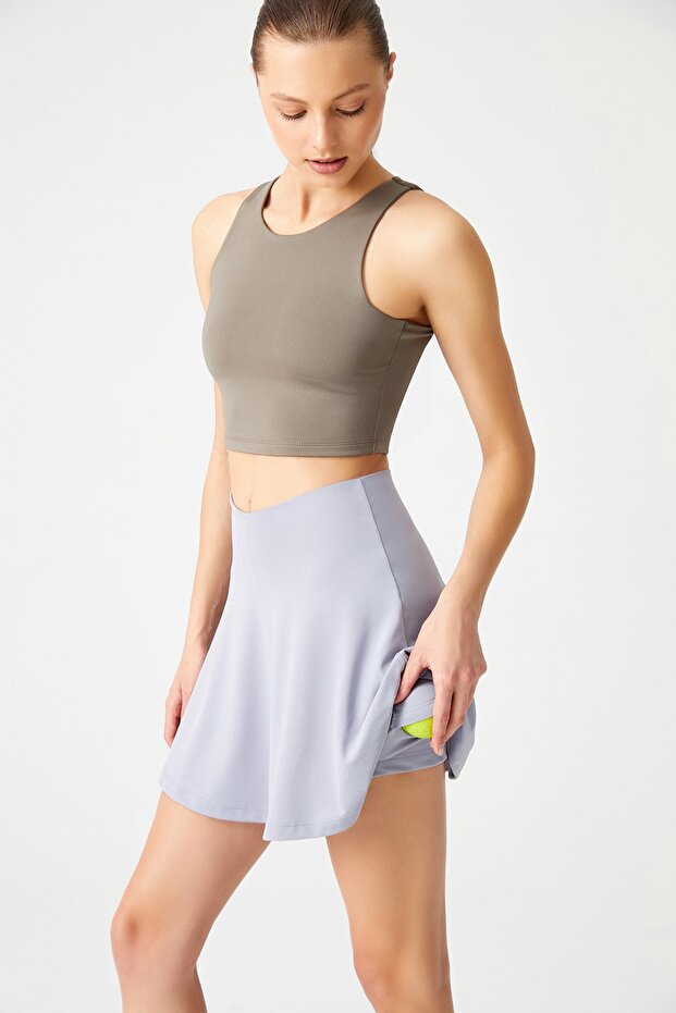 Szara 2-warstwowa plisowana spódnica do tenisa - Spódnica sportowa Spódnica do tenisa2 - 3