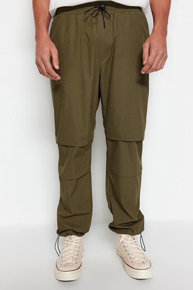 Haki Lastikli Beli Bağlamalı Jogger Fit Baggy Paraşüt Pantolon TMNSS23PL00045 - 3