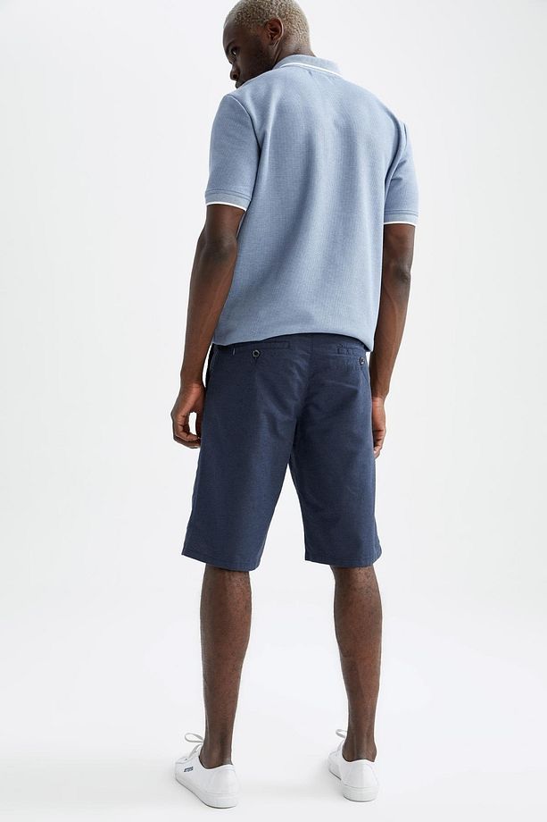 Regular Fit Bermuda Keten Karışımlı Şort - 5